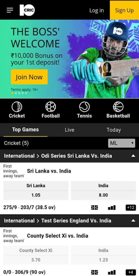 10cric cricket betting apps in India