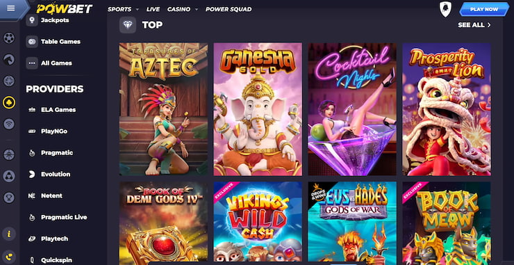 Top India Casino Powbet homepage