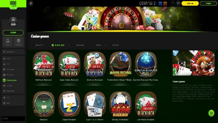 888 Casino and its blackjack games on hand