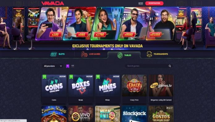 The Vavada online casino table game lobby