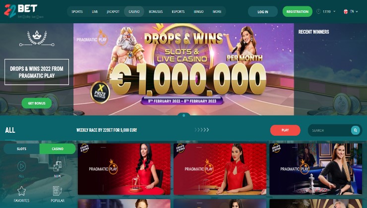 The 22Bet online casino site