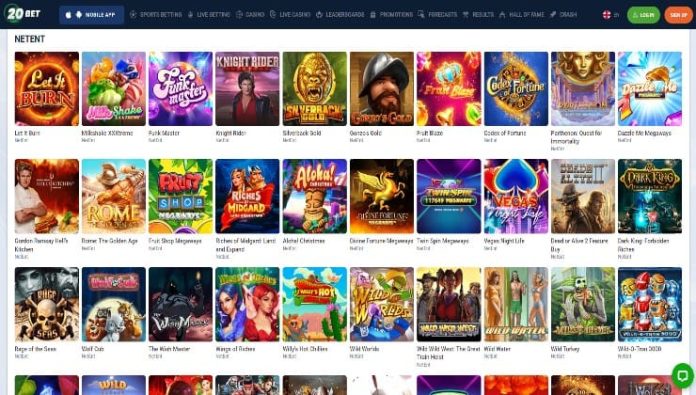 The extensive range of NetEnt slots at 20Bet casino
