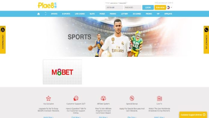 The link to the M8Bet online sportsbook at Plae8