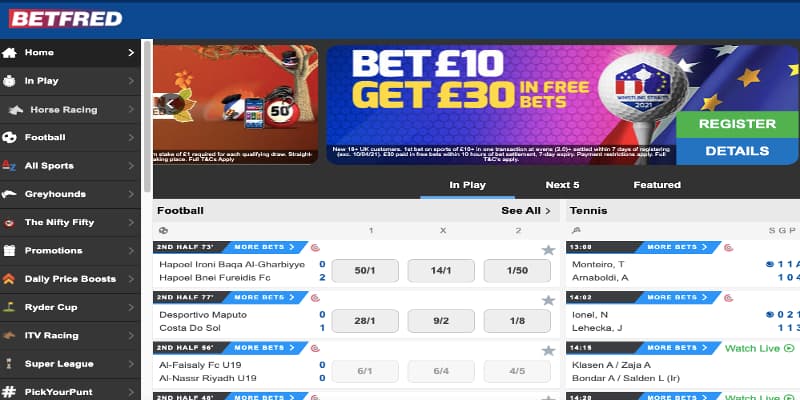 Betfred in play markets live stream