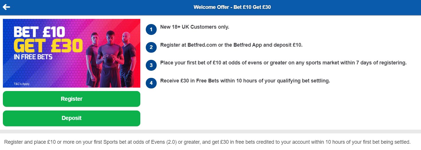 betfred welcome offer