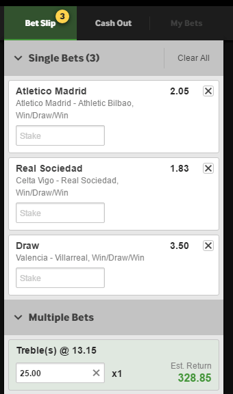 betway treble slip