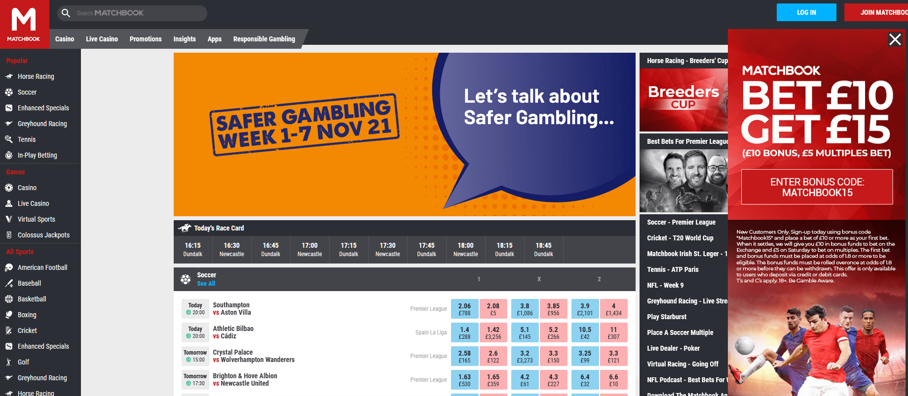 Matchbook - Exchange Betting Site with £15 Risk Free Bet