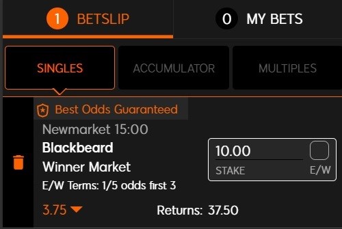 The horse racing NAP of the day for 24 September 2022 is Blackbeard