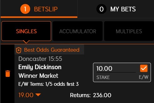 An each way bet to consider alongside the horse racing NAP of the day on 11 September 2022 is Emily Dickinson in the St Leger