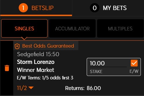 Storm Lorenzo is an each way bet alongside our horse racingNAP of the day for 16 October 2022