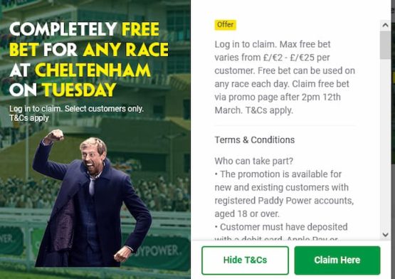 paddy tuesday free bet