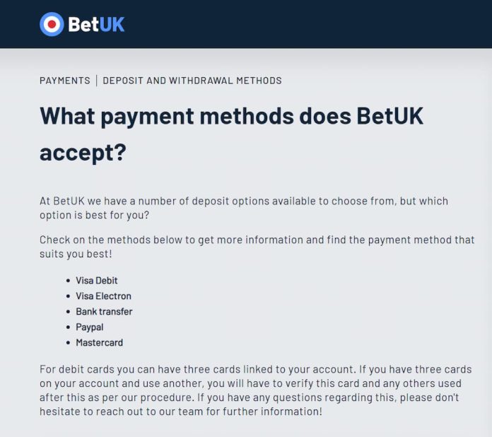 betUK payment methods