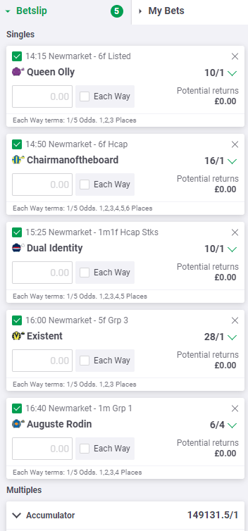 Jason Weaver Newmarket Tips - Saturday 6th May 2023 - Betslip