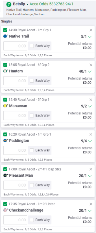 Jason Weaver Royal Ascot Tips - Tuesday 20th June 2023 - Betslip