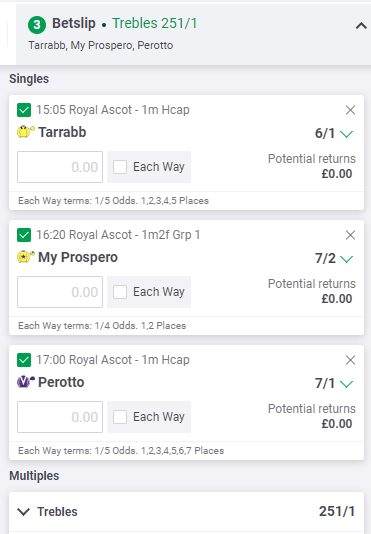 Templegate Royal Ascot Tips - Wednesday 21st June 2023 - Betslip