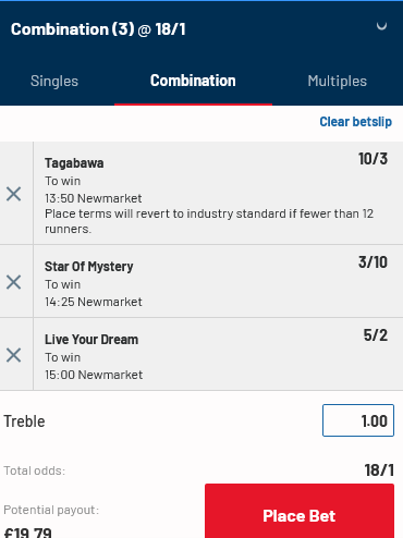 Godolphin Newmarket Treble NEW