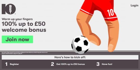 10Bet Betting Offer - 10Bet £50 In Free Bets (100% Matched Deposit Bonus Up To £50)