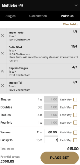 Cheltenham Lucky 15 Tips On Frday