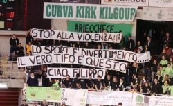 Anti-violence banners in Italian stadiums