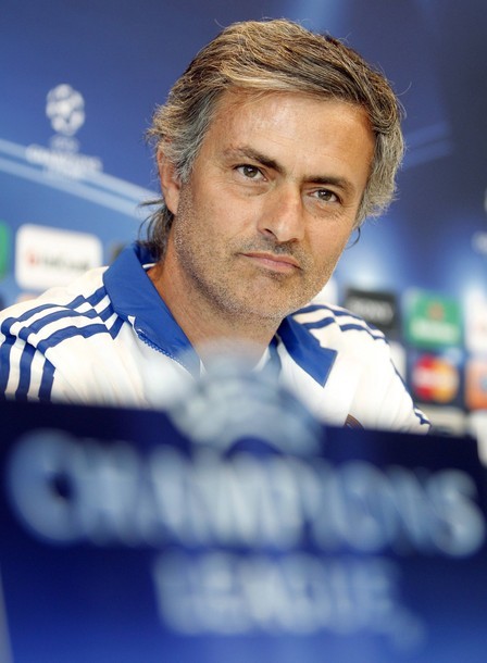 Real Madrid's coach Jose Mourinho attends a news conference at the team's Valdebebas soccer ground in Madrid