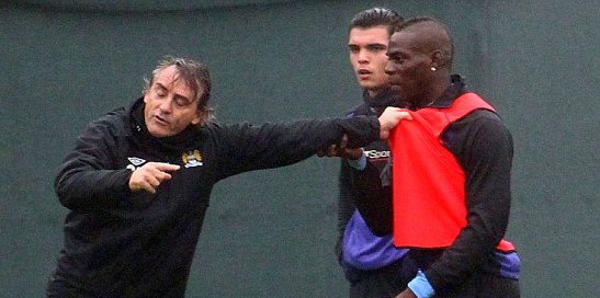 Balotelli and Mancini get physical on training ground