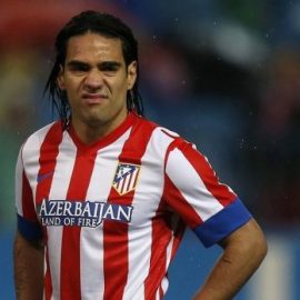 Atletico Madrid's Radamel Falcao is seen during the Spanish first division soccer match against Valencia at Vicente Calderon stadium in Madrid