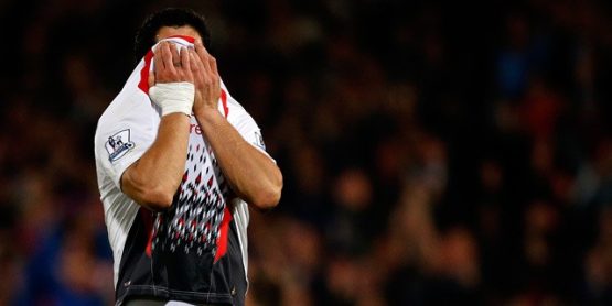 A crying Luis Suarez just after the final whistle during the Crystal Palace versus Liverpool