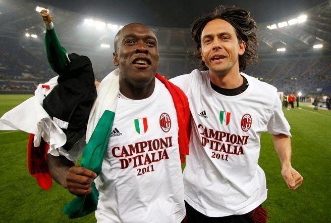 Inzaghi and Seedorf celebrates the last AC Milan scudetto in 2011