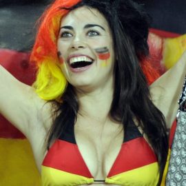 germany fans with world cup german flag tattoo on face-f23806