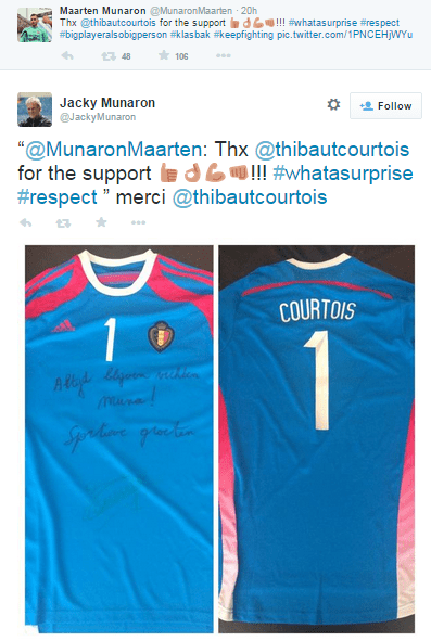 Maarten and Jacky Munaron took to Twitter to thank the Chelsea man for his kindness