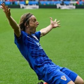 Luka Modric celebrates after scoring a goal vs.  Turkey