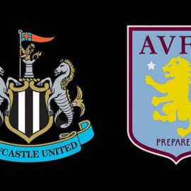 Newcastle United v Aston Villa Crests Black Background
