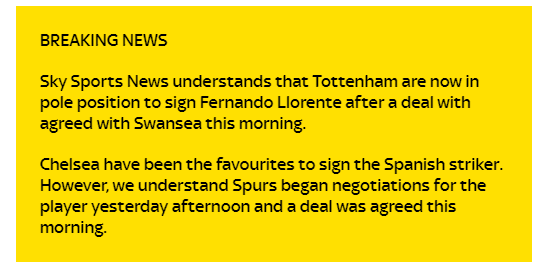 Tottenham agree deal to sign Fernando Llorente