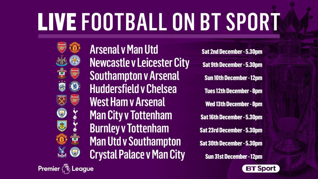 Man City and Tottenham lead exciting December live TV line-up