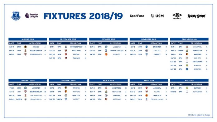 Everton fans react to their 2018/19 Premier League fixtures