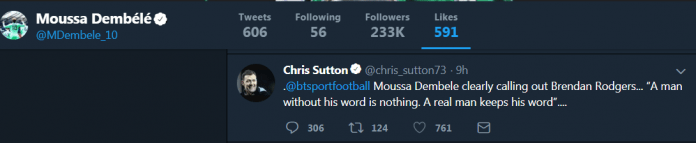 Celtic forward Moussa Dembele sends out a message on Twitter