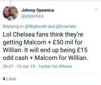Fans react to Willian to Barcelona swap deal