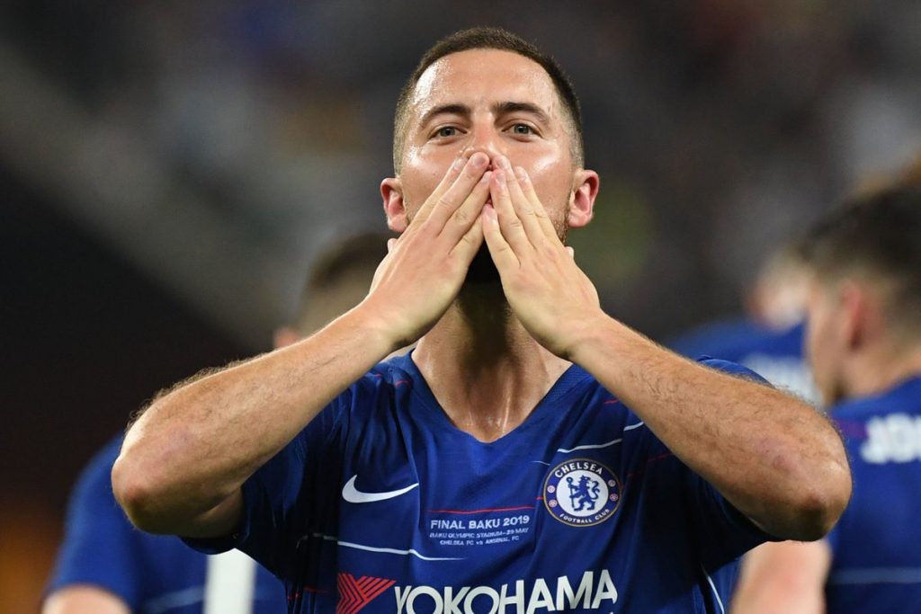 Hazard says 'goodbye' after Chelsea run riot against Arsenal