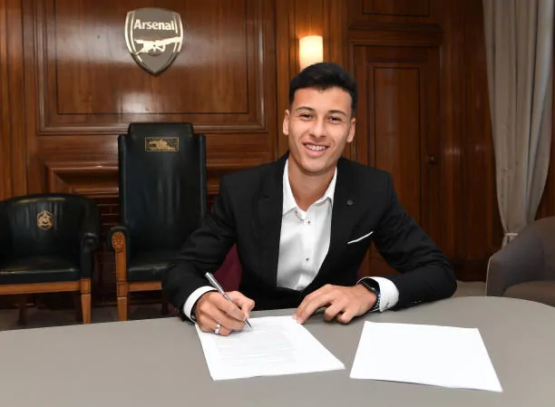 arsenals-latest-signing-gabriel-martinelli-at-london-colney-on-july-picture-id1159599959