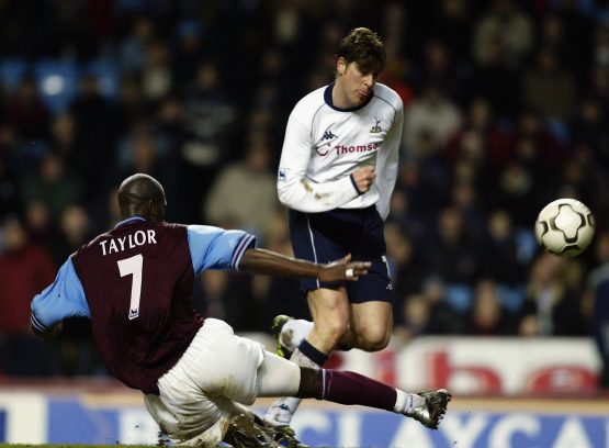 Darren Anderton of Tottenham Hotspur and Ian Taylor of Aston Villa