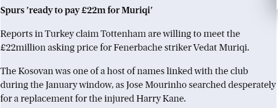 Tottenham prepared to pay Vedat Muriqi's asking price