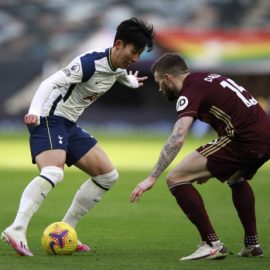 Tottenham Hotspur v Leeds United - Premier League - Tottenham Hotspur Stadium Tottenham Hotspur s Son Heung-min (left) a