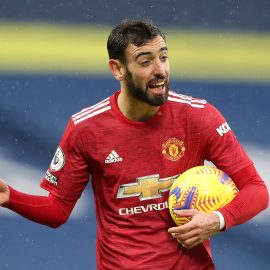 Manchester United Captain Bruno Fernandes in Action in the Premier League