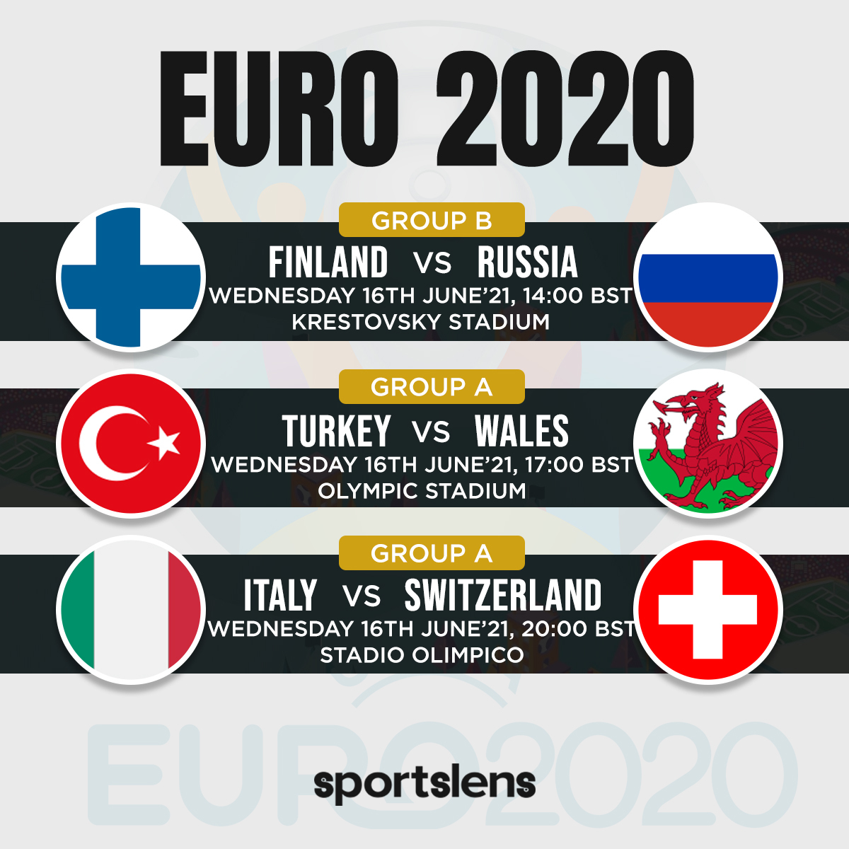 Euro 2020 16th June