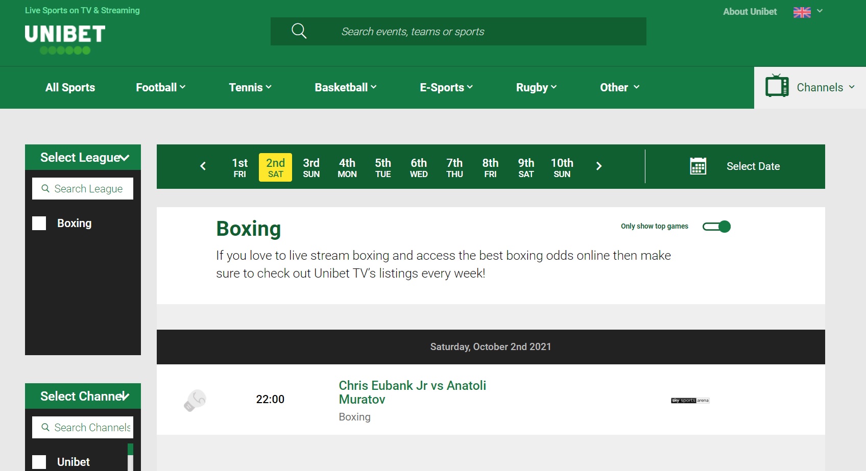 Unibet boxing streaming sites