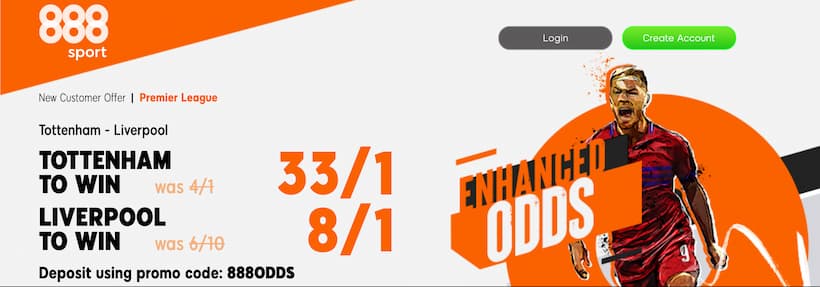 Football Betting Tips - 888sport enhanced odds on Spurs & Liverpool