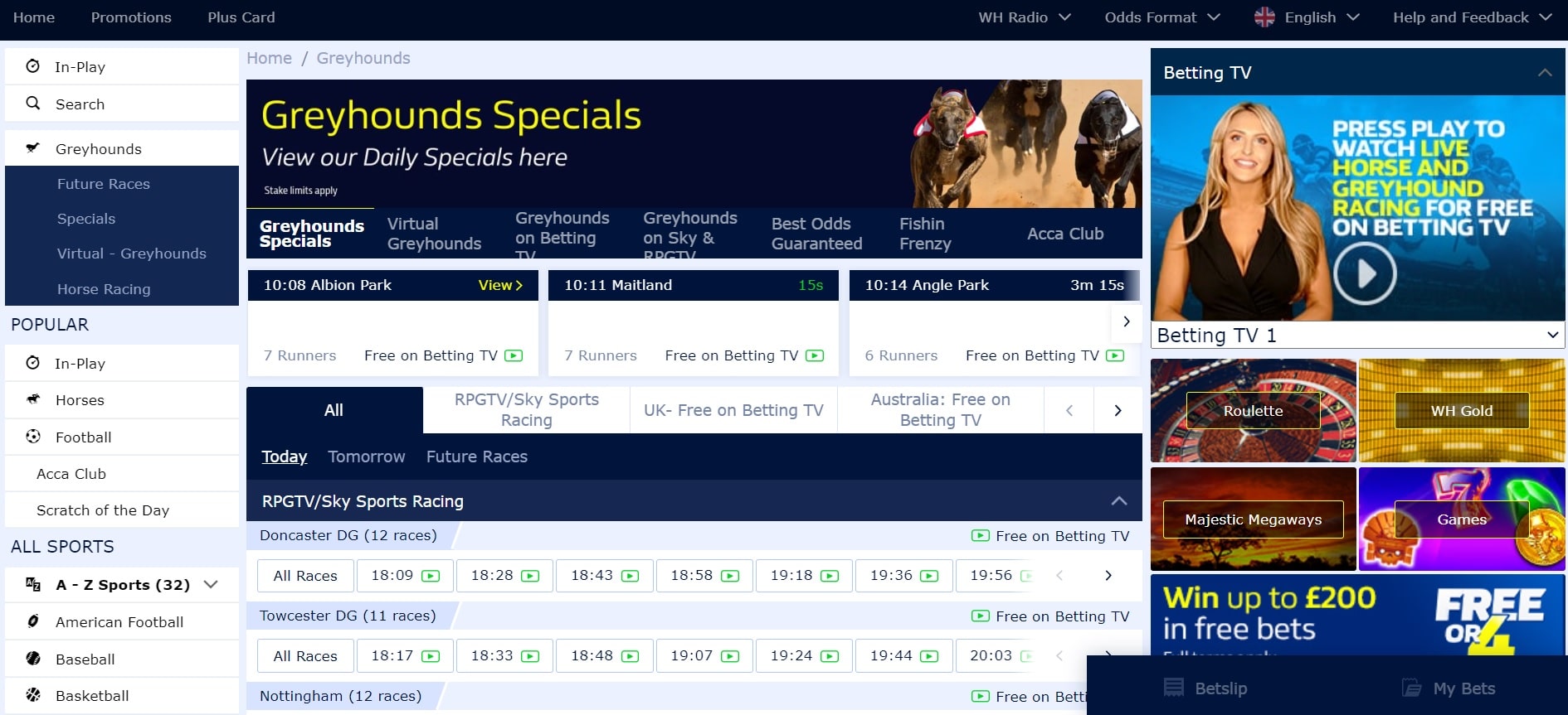 William Hill greyhound betting sites