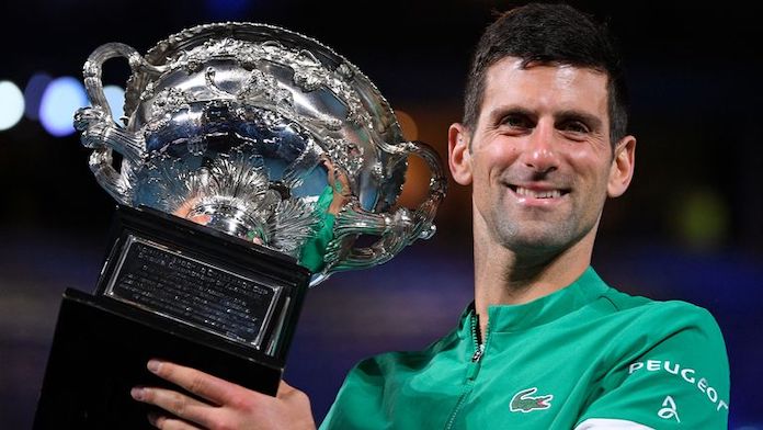 Novak Djokovic Holding Australian Open Trophy