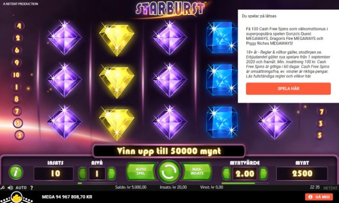 starburst casino freespin