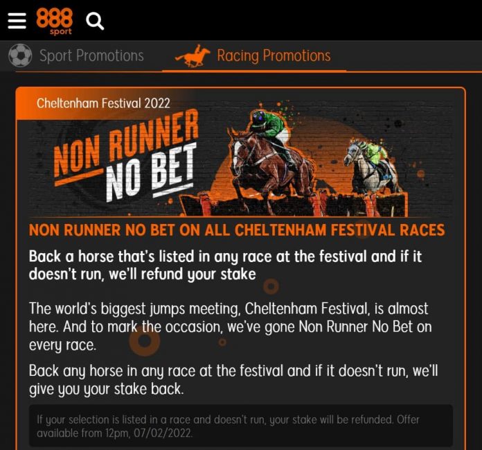 888Sport Cheltenham non runner no bet